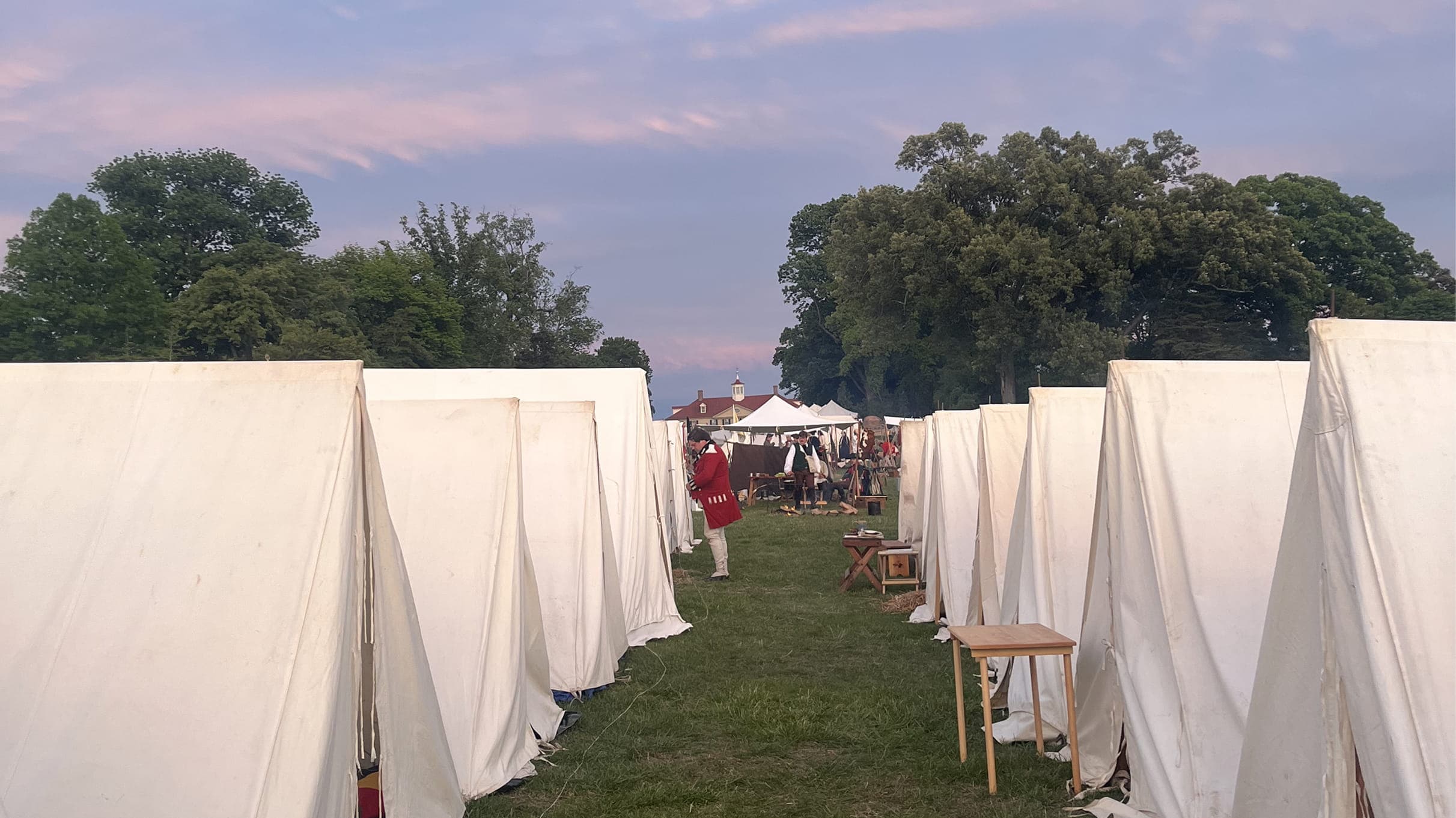 Tents in a Colonial-Era encampment.